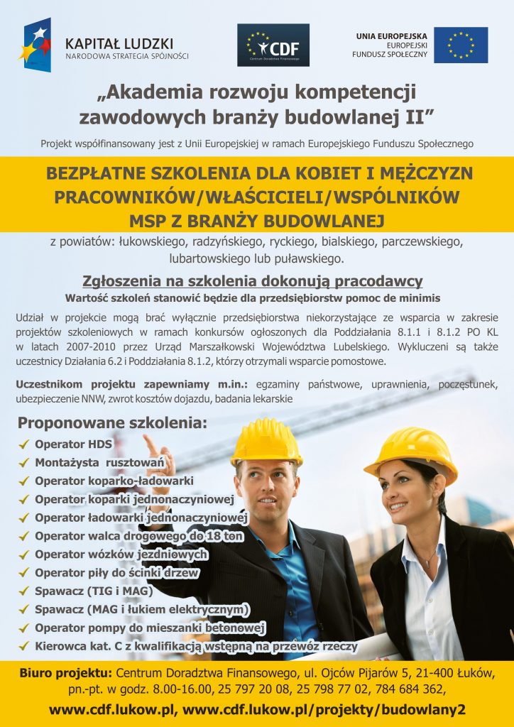 „Akademia rozwoju kompetencji zawodowych branży budowlanej II”